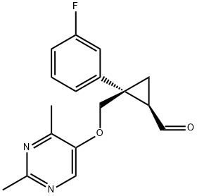 Cyclopropanecarboxaldehyde, 2-[[(2,4-dimethyl-5-pyrimidinyl)oxy]methyl]-2-(3-fluorophenyl)-, (1R,2S)- Structure