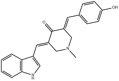 4-Piperidinone, 3-[(4-hydroxyphenyl)methylene]-5-(1H-indol-3-ylmethylene)-1-methyl-, (3E,5E)- Structure