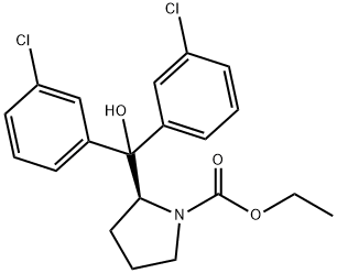 1-Pyrrolidinecarboxylic acid, 2-[bis(3-chlorophenyl)hydroxymethyl]-, ethyl ester, (2S)- Structure