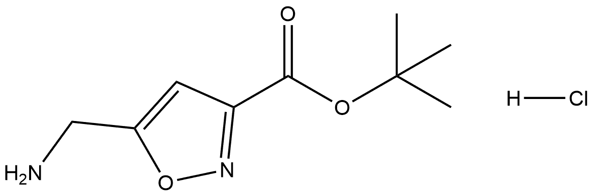 3-Isoxazolecarboxylic acid, 5-(aminomethyl)-, 1,1-dimethylethyl ester, hydrochloride (1:1) 구조식 이미지
