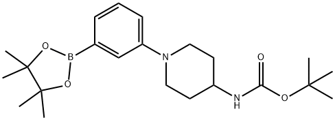Carbamic acid, N-[1-[3-(4,4,5,5-tetramethyl-1,3,2-dioxaborolan-2-yl)phenyl]-4-piperidinyl]-, 1,1-dimethylethyl ester Structure