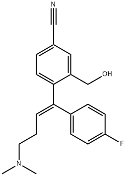 Benzonitrile, 4-[(1E)-4-(dimethylamino)-1-(4-fluorophenyl)-1-buten-1-yl]-3-(hydroxymethyl)- Structure
