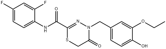 4H-1,3,4-Thiadiazine-2-carboxamide, N-(2,4-difluorophenyl)-4-[(3-ethoxy-4-hydroxyphenyl)methyl]-5,6-dihydro-5-oxo- Structure