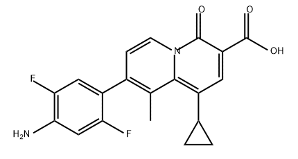 4H-Quinolizine-3-carboxylic acid, 8-(4-amino-2,5-difluorophenyl)-1-cyclopropyl-9-methyl-4-oxo- Structure