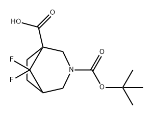 3-Azabicyclo[3.2.1]octane-1,3-dicarboxylic acid, 8,8-difluoro-, 3-(1,1-dimethylethyl) ester Structure