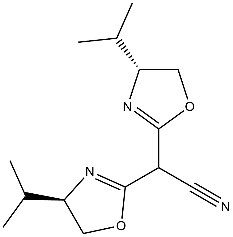 2-Oxazoleacetonitrile, α-[(4R)-4,5-dihydro-4-(1-methylethyl)-2-oxazolyl]-4,5-dihydro-4-(1-methylethyl)-, (4R)- 구조식 이미지