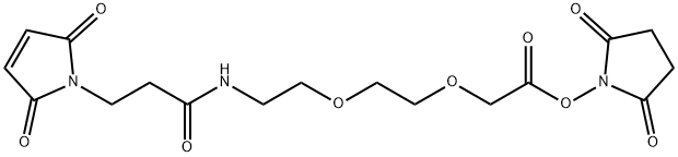 Acetic acid, 2-[2-[2-[[3-(2,5-dihydro-2,5-dioxo-1H-pyrrol-1-yl)-1-oxopropyl]amino]ethoxy]ethoxy]-, 2,5-dioxo-1-pyrrolidinyl ester Structure