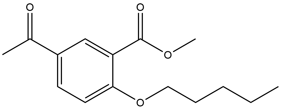 Benzoic acid, 5-acetyl-2-(pentyloxy)-, methyl ester Structure