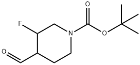 1-Piperidinecarboxylic acid, 3-fluoro-4-formyl-, 1,1-dimethylethyl ester 구조식 이미지