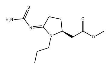 2-Pyrrolidineacetic acid, 5-[(aminothioxomethyl)imino]-1-propyl-, methyl ester, (2S,5E)- 구조식 이미지