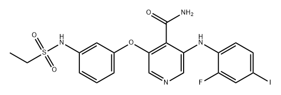 4-Pyridinecarboxamide, 3-[3-[(ethylsulfonyl)amino]phenoxy]-5-[(2-fluoro-4-iodophenyl)amino]- 구조식 이미지