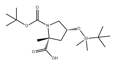 1,2-Pyrrolidinedicarboxylic acid, 4-[[(1,1-dimethylethyl)dimethylsilyl]oxy]-2-methyl-, 1-(1,1-dimethylethyl) ester, (2R,4R)- 구조식 이미지