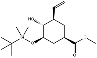 methyl (1R,3R,4R,5R)-3-((tert-butyldimethylsilyl)oxy)-4-hydroxy-5-vinylcyclohexane-1-carboxylate Structure