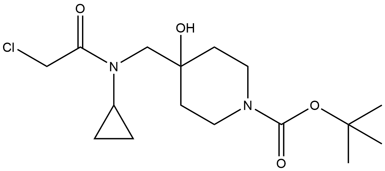 1-Piperidinecarboxylic acid, 4-[[(2-chloroacetyl)cyclopropylamino]methyl]-4-hydroxy-, 1,1-dimethylethyl ester 구조식 이미지