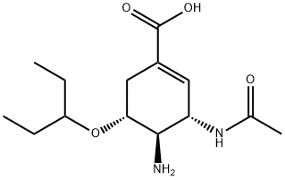 1-Cyclohexene-1-carboxylic acid, 3-(acetylamino)-4-amino-5-(1-ethylpropoxy)-, (3S,4R,5R)- Structure