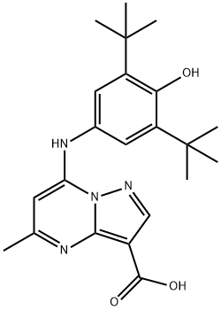 Pyrazolo[1,5-a]pyrimidine-3-carboxylic acid, 7-[[3,5-bis(1,1-dimethylethyl)-4-hydroxyphenyl]amino]-5-methyl- Structure