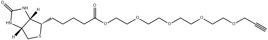 1H-Thieno[3,4-d]imidazole-4-pentanoic acid, hexahydro-2-oxo-, 3,6,9,12-tetraoxapentadec-14-yn-1-yl ester, (3aS,4S,6aR)- Structure