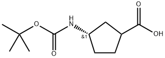 Cyclopentanecarboxylic acid, 3-[[(1,1- dimethylethoxy)carbonyl]amino]-, (3S)- Structure