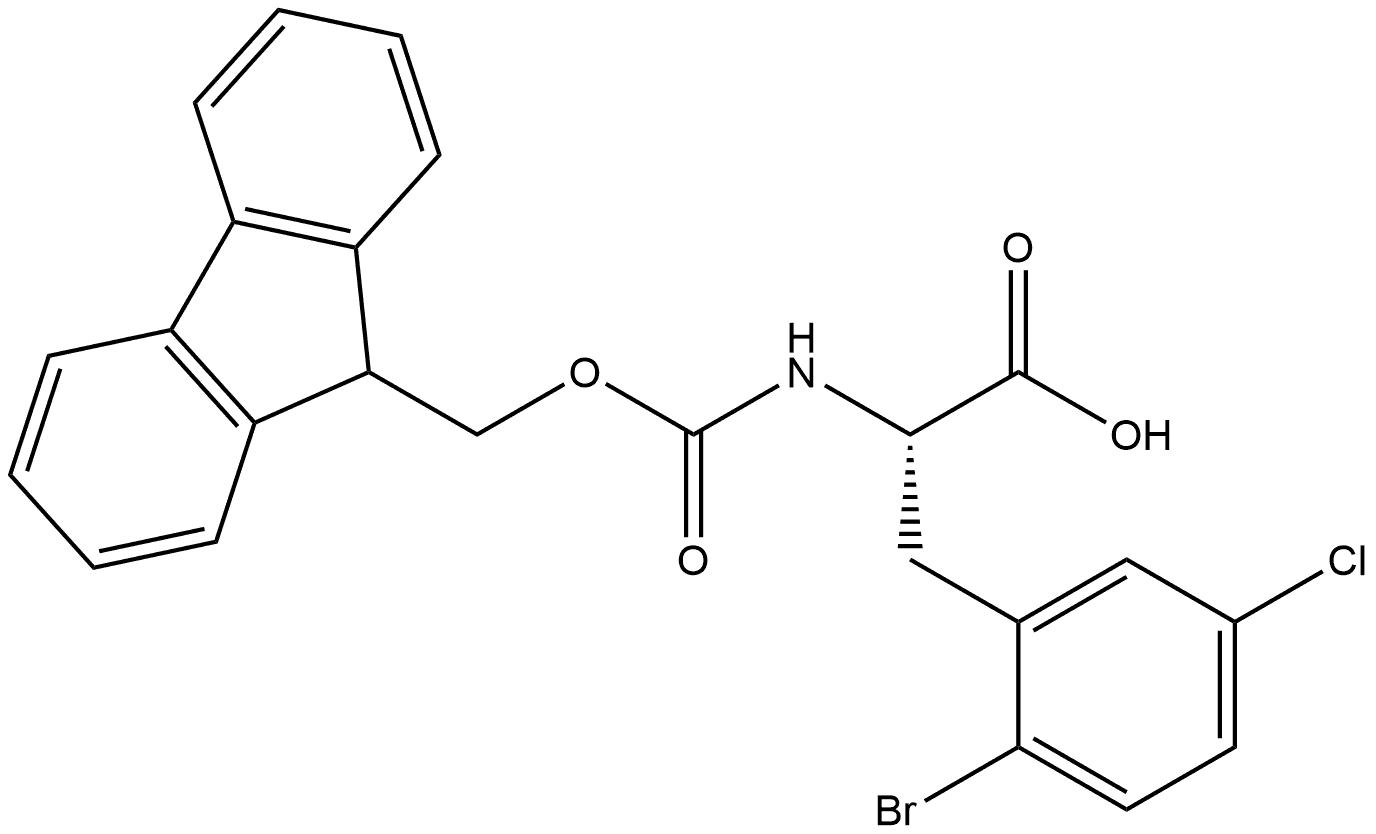 2-((((9H-fluoren-9-yl)methoxy)carbonyl)amino)-3-(2-bromo-5-chlorophenyl)propanoic acid Structure