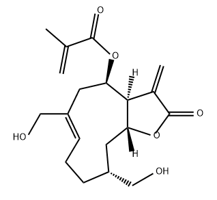 2-Propenoic acid, 2-methyl-, (3aS,4R,10R,11aR)-2,3,3a,4,5,8,9,10,11,11a-decahydro-6,10-bis(hydroxymethyl)-3-methylene-2-oxocyclodeca[b]furan-4-yl ester Structure