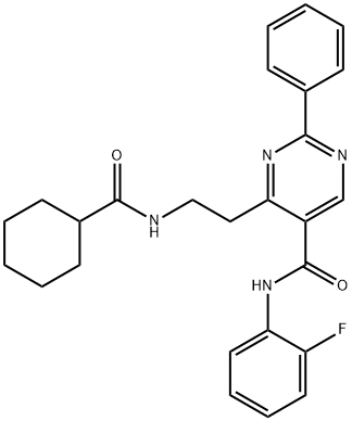 4-[2-[(Cyclohexylcarbonyl)amino]ethyl]-N-(2-fluorophenyl)-2-phenyl-5-pyrimidinecarboxamide Structure