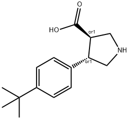 (3R,4S)-rel-4-(4-(tert-Butyl)phenyl)pyrrolidine-3-carboxylic acid Structure