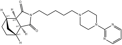 4,7-Methano-1H-isoindole-1,3(2H)-dione, hexahydro-2-[5-[4-(2-pyrimidinyl)-1-piperazinyl]pentyl]-, (3aR,4S,7R,7aS)-rel- Structure