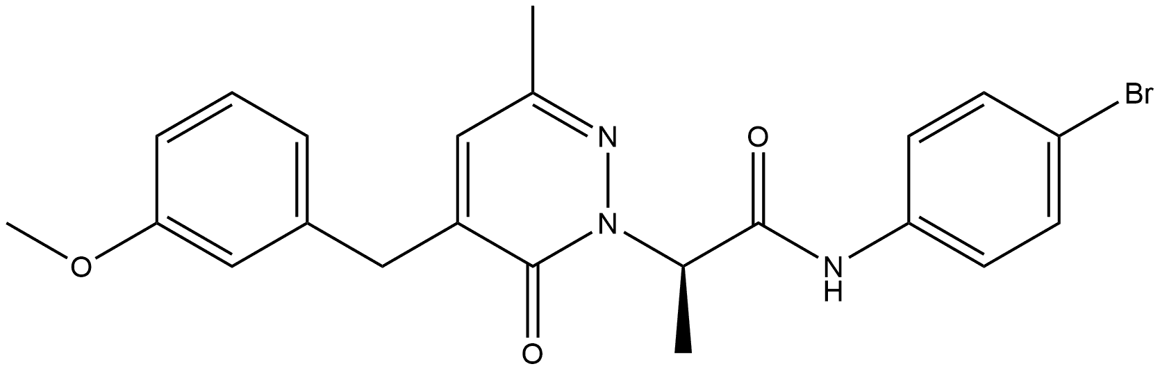 1(6H)-Pyridazineacetamide, N-(4-bromophenyl)-5-[(3-methoxyphenyl)methyl]-α,3-dimethyl-6-oxo-, (αR)- Structure