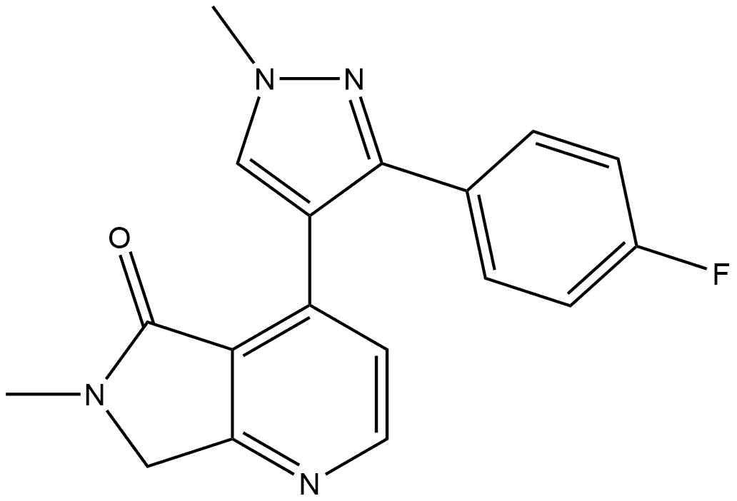 5H-Pyrrolo[3,4-b]pyridin-5-one, 4-[3-(4-fluorophenyl)-1-methyl-1H-pyrazol-4-yl]-6,7-dihydro-6-methyl- Structure