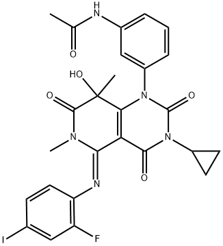 Acetamide, N-[3-[3-cyclopropyl-5-[(2-fluoro-4-iodophenyl)imino]-3,4,5,6,7,8-hexahydro-8-hydroxy-6,8-dimethyl-2,4,7-trioxopyrido[4,3-d]pyrimidin-1(2H)-yl]phenyl]- Structure