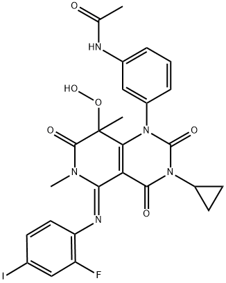 Acetamide, N-[3-[3-cyclopropyl-5-[(2-fluoro-4-iodophenyl)imino]-3,4,5,6,7,8-hexahydro-8-hydroperoxy-6,8-dimethyl-2,4,7-trioxopyrido[4,3-d]pyrimidin-1(2H)-yl]phenyl]- Structure