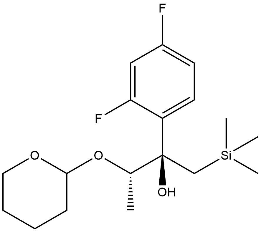 Benzenemethanol, 2,4-difluoro-α-[1-[(tetrahydro-2H-pyran-2-yl)oxy]ethyl]-α-[(trimethylsilyl)methyl]-, [αR-[αR*(1S*)]]- (9CI) Structure