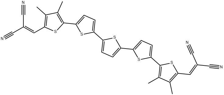 2,2'-[(3,4,3'''',4''''-tetramethyl-2,2':5',2'':5'',2''':5''',2''''-quinquethien-5,5''''-diyl)bis(methane-1-yl-1-ylidene)]dimalononitrile Structure