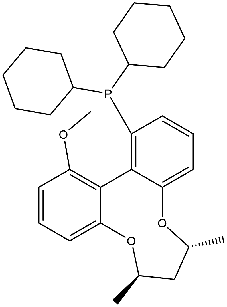 Dicyclohexyl((6R,8R)-13-methoxy-6,8-dimethyl-7,8-dihydro-6H-dibenzo[f,h][1,5]dioxonin-1-yl)phosphine Structure