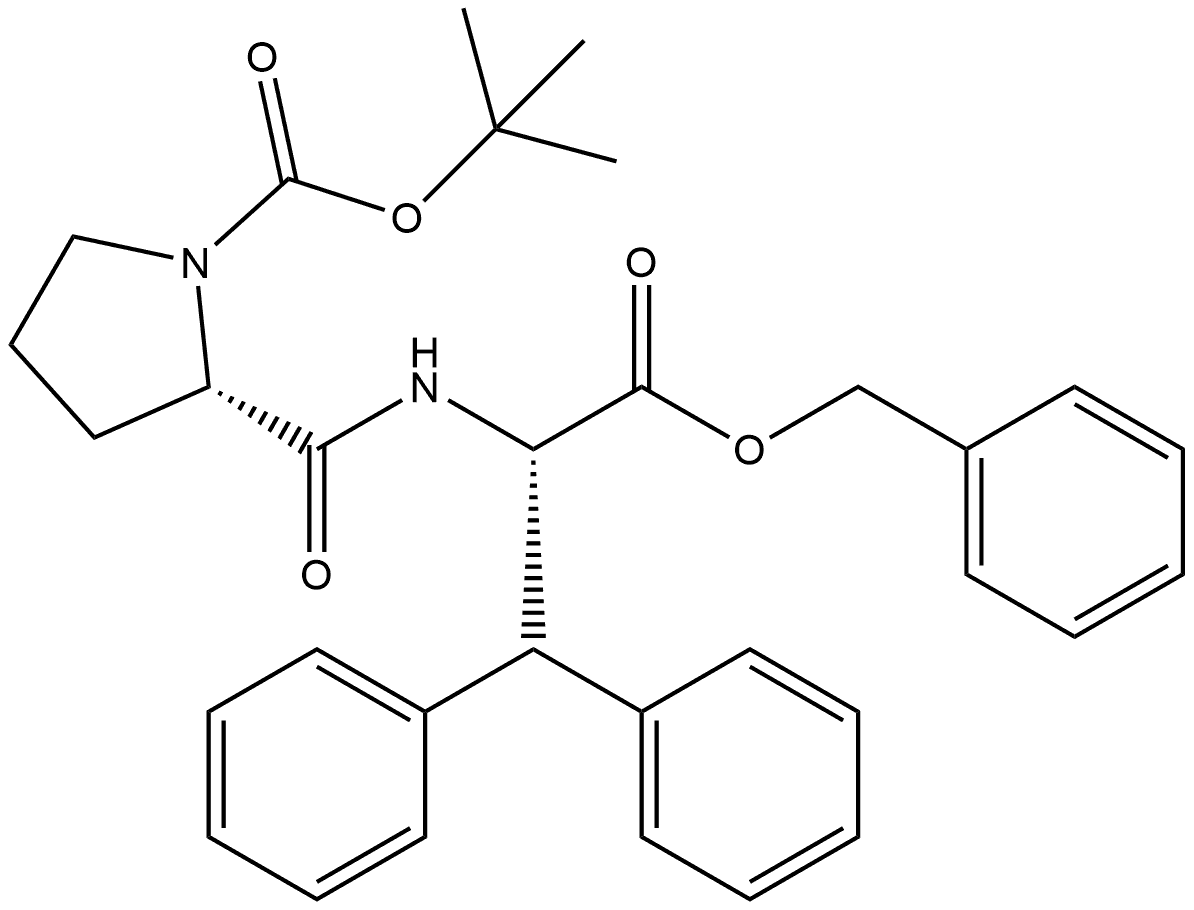 (S)-tert-butyl2-(((S)-1-(benzyloxy)-1-oxo-3,3-diphenylpropan-2-yl)carbamoyl)pyrrolidine-1-carboxylate Structure