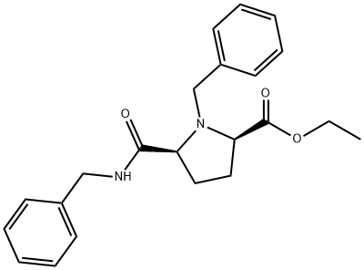 D-Proline, 1-(phenylmethyl)-5-[[(phenylmethyl)amino]carbonyl]-, ethyl ester, (5S)- 구조식 이미지