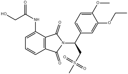 Acetamide, N-[2-[(1S)-1-(3-ethoxy-4-methoxyphenyl)-2-(methylsulfonyl)ethyl]-2,3-dihydro-1,3-dioxo-1H-isoindol-4-yl]-2-hydroxy- Structure