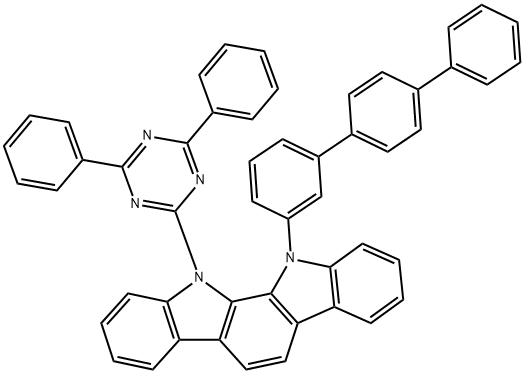 Indolo[2,3-a]carbazole, 11-(4,6-diphenyl-1,3,5-triazin-2-yl)-11,12-dihydro-12-[1,1':4',1''-terphenyl]-3-yl- Structure