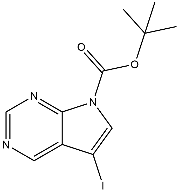 1,1-Dimethylethyl 5-iodo-7H-pyrrolo[2,3-d]pyrimidine-7-carboxylate Structure