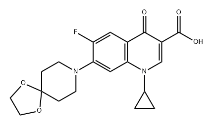 3-Quinolinecarboxylic acid, 1-cyclopropyl-7-(1,4-dioxa-8-azaspiro[4.5]dec-8-yl)-6-fluoro-1,4-dihydro-4-oxo- Structure