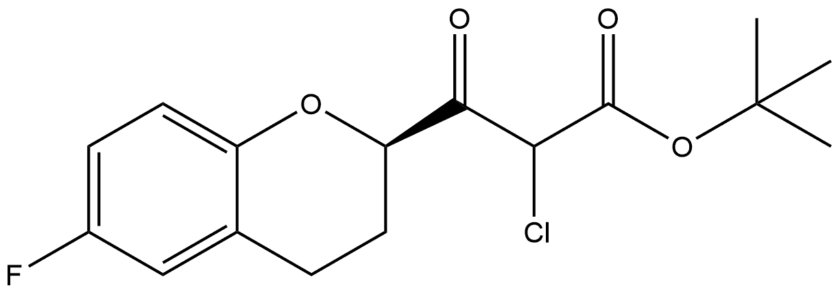 2H-1-Benzopyran-2-propanoic acid, α-chloro-6-fluoro-3,4-dihydro-β-oxo-, 1,1-dimethylethyl ester, (2R)- 구조식 이미지