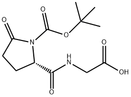 (S)-2-(1-(tert-Butoxycarbonyl)-5-oxopyrrolidine-2-carboxamido)acetic acid Structure