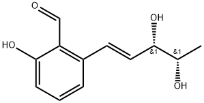 Benzaldehyde, 2-[(1E,3S,4S)-3,4-dihydroxy-1-penten-1-yl]-6-hydroxy- 구조식 이미지