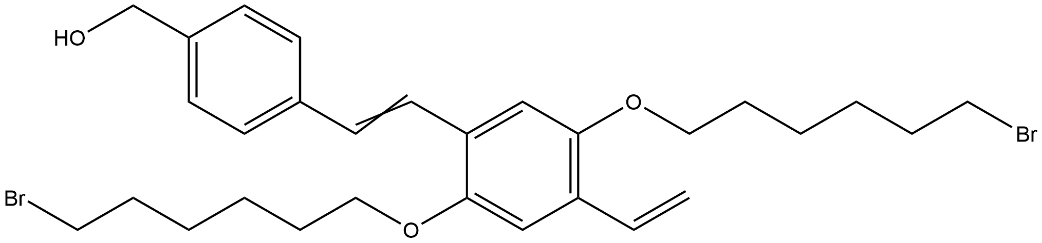 (E)-(4-(2,5-bis((6-bromohexyl)oxy)-4-vinylstyryl)phenyl)methanol Structure