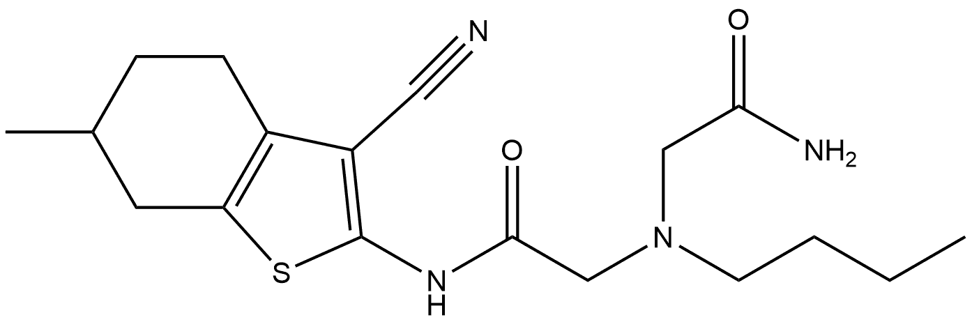 2-[butyl-[2-[(3-cyano-6-methyl-4,5,6,7-tetrahydrobenzothiophen-2-yl)amino]-2-oxo-ethyl]amino]acetamide Structure