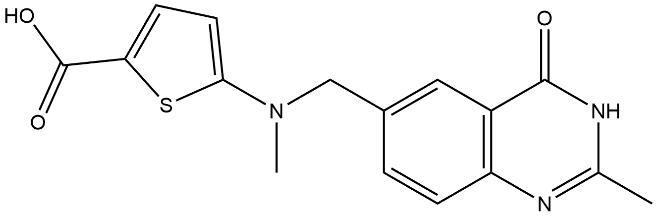 2-Thiophenecarboxylic acid, 5-[[(3,4-dihydro-2-methyl-4-oxo-6-quinazolinyl)methyl]methylamino]- 구조식 이미지