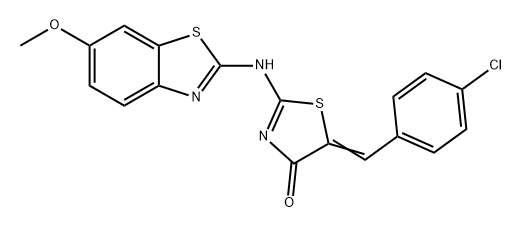 4(5H)-Thiazolone, 5-[(4-chlorophenyl)methylene]-2-[(6-methoxy-2-benzothiazolyl)amino]- Structure