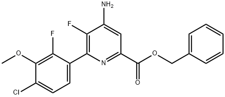 2-Pyridinecarboxylic acid, 4-amino-6-(4-chloro-2-fluoro-3-methoxyphenyl)-5-fluoro-, phenylmethyl ester 구조식 이미지