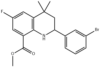 8-Quinolinecarboxylic acid, 2-(3-bromophenyl)-6-fluoro-1,2,3,4-tetrahydro-4,4-dimethyl-, methyl ester 구조식 이미지