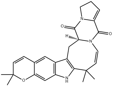 1H-Pyrano[3,2-f]pyrrolo[1'',2'':4',5']pyrazino[1',2':1,2]azocino[5,4-b]indole-4,17(2H,8H)-dione, 9,12,16,16a-tetrahydro-8,8,12,12-tetramethyl-, (16aS)- 구조식 이미지